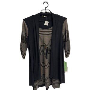 Haani New York knit top with cardigan vest with Necklace petite size PL
